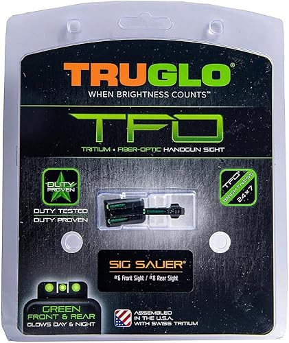 Miniatura 4 de Truglo TFO Tritio y mira de pistola de fibra óptica, duradera, compacta y de alta visibilidad, juego de visión nocturna delantera y trasera, Vista