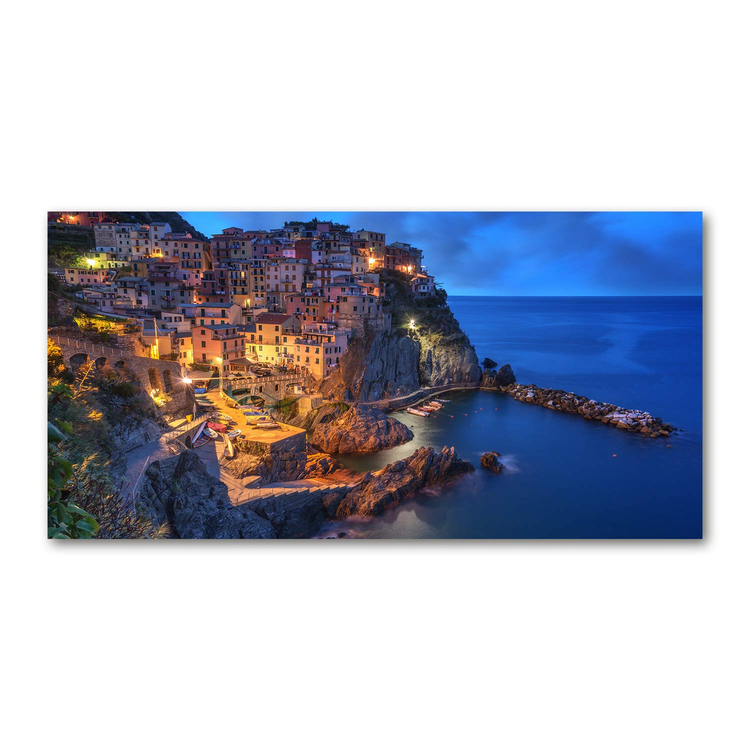 Impression sur verre 120x60 cm tableau photo Manarola Italie multicolore