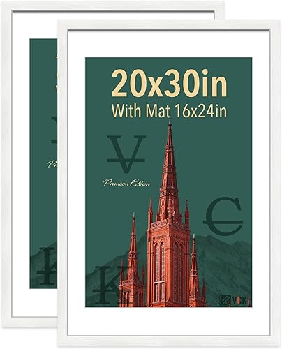 Miniatura 1 de VCK Marco para póster de 16 x 24 pulgadas, con paspartú de 16 x 24 pulgadas, exclusivo portarretratos de madera maciza texturizada, formatos
