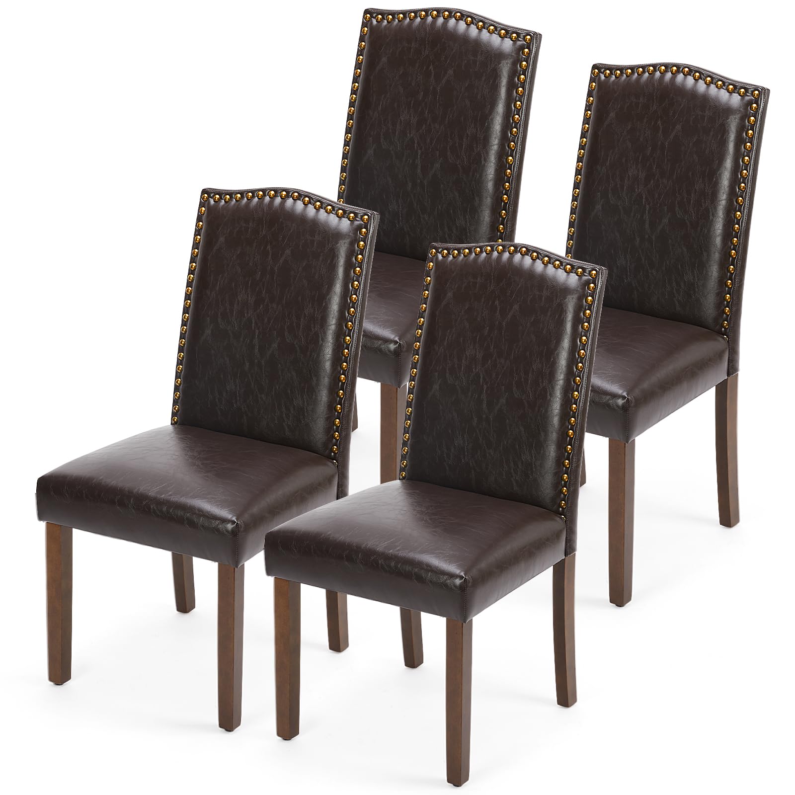 DUMOS PU Leather Dining Chairs Set of 4 in Brown
