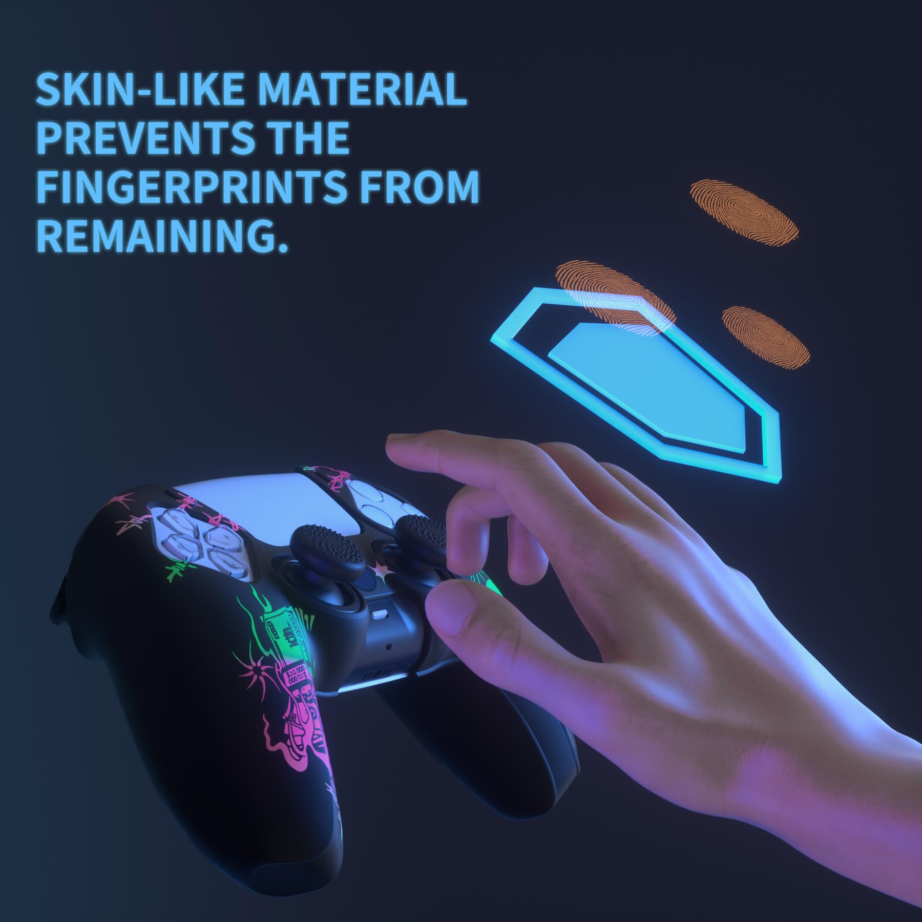 PlayVital Funda de Silicona para ps5 Mando - Cubierta Protectora Antideslizante y Suave con 6 Tapas para Pulgar, Grip Mejorado, Compatible con Base de Carga (Pure Series-Efectivo 100 Dólares) — view 25