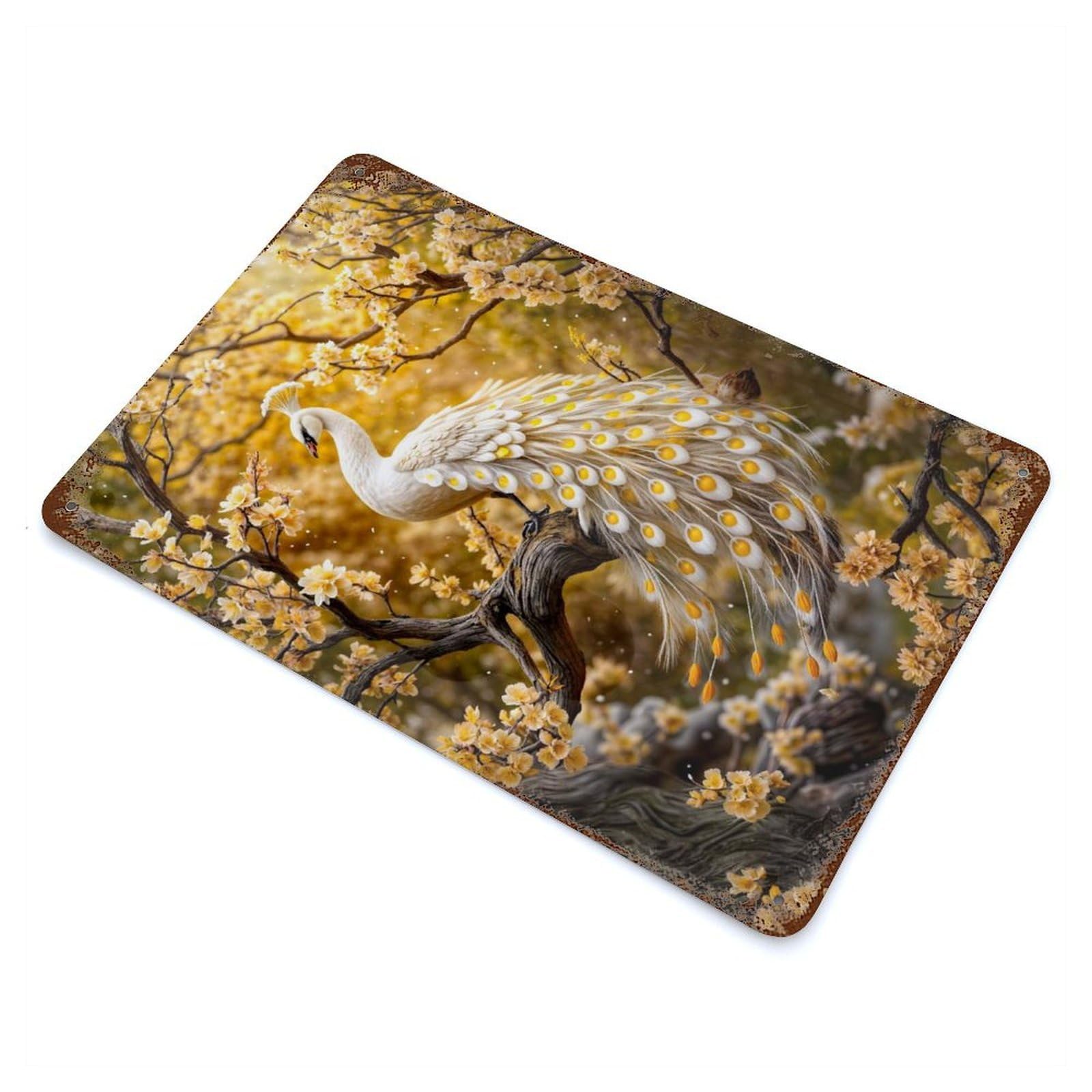 Majestic Peacock in Bloom Retro Metal Sign 11.8"x7.9", Shabby Chic Decor for Bistro, Counter And Cafe Decor