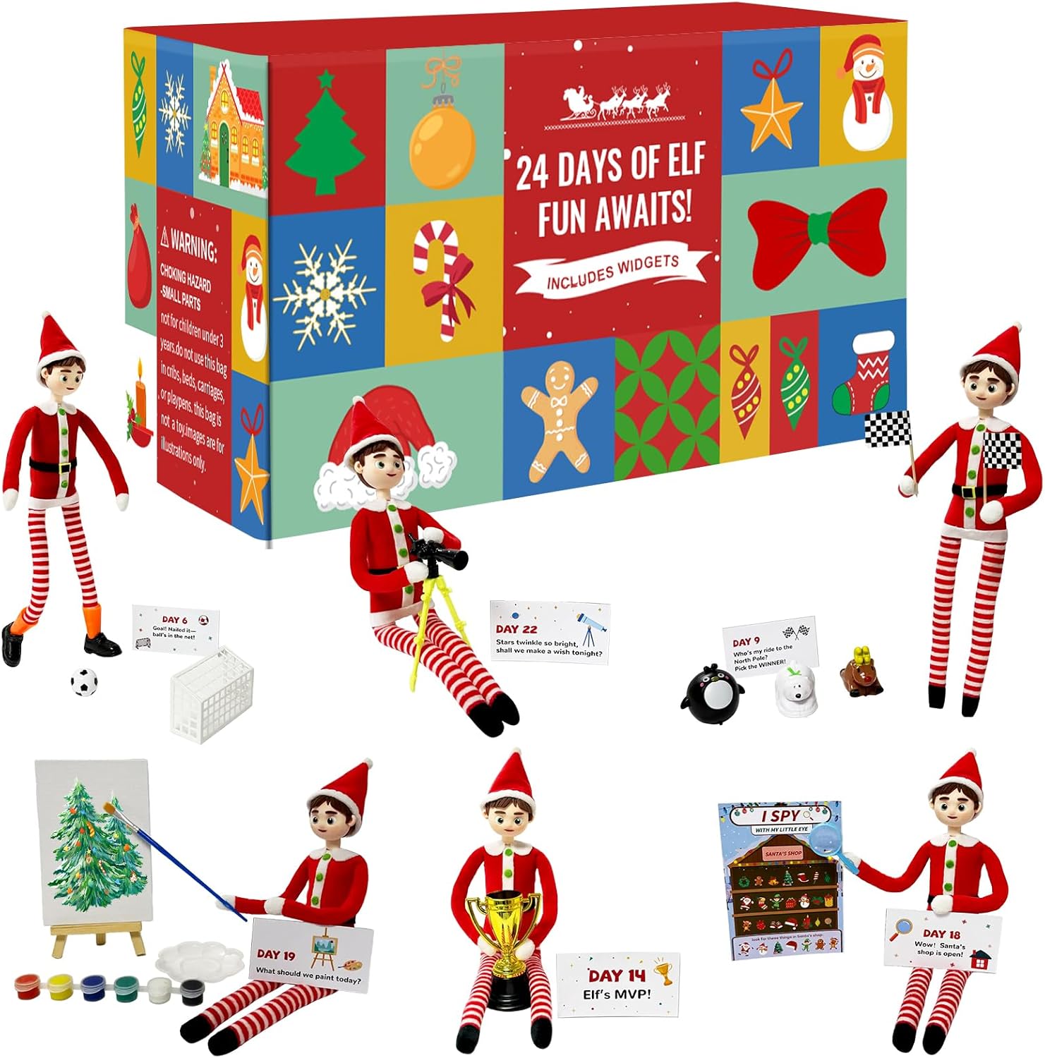 Elf Kit 24 Days of Christmas 2025 Countdown to Christmas Gifts with Elf Decorations Accessories & Elf Adventures Starter Kit Boy & Girl (Elf Doll NOT Included)