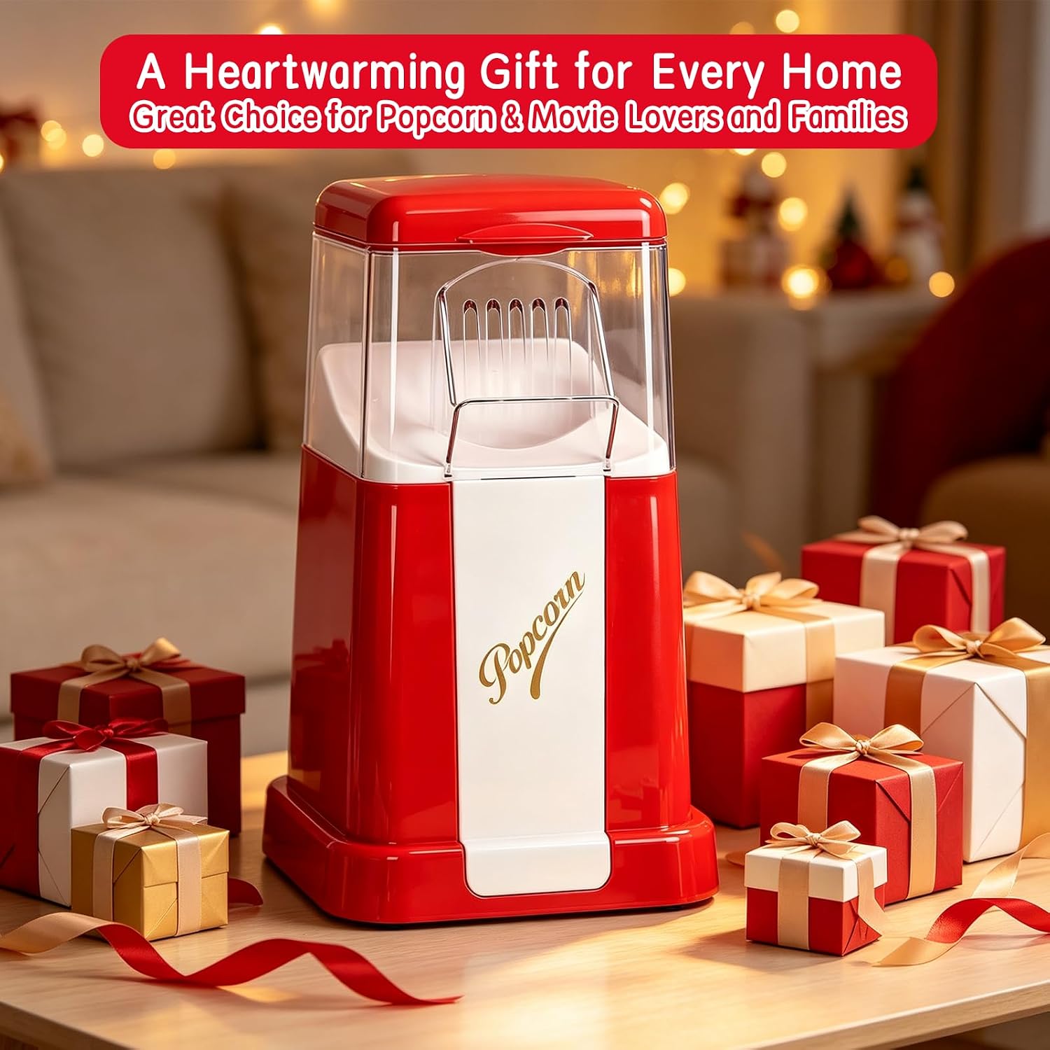 Hot-Air Popcorn Maker, 18-Cup Capacity for Oil-Free Fresh Popcorn Popper