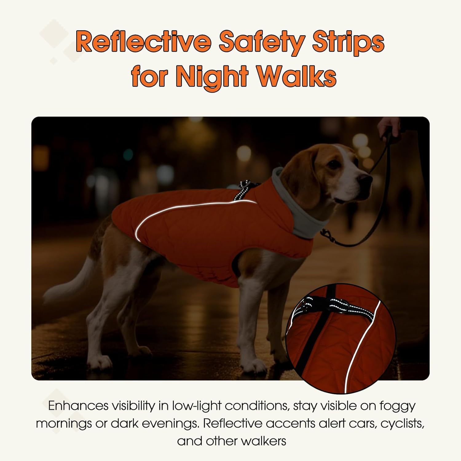 QBLEEV Dog Coat for Large Dogs, Winter Warm Fleece Vest, Waterproof & Windproof with Adjustable Fit, Built-in Harness, Reflective Trim & Zip-Up for Safe Cozy Walks — Orange, XXL, for Labrador, Husky