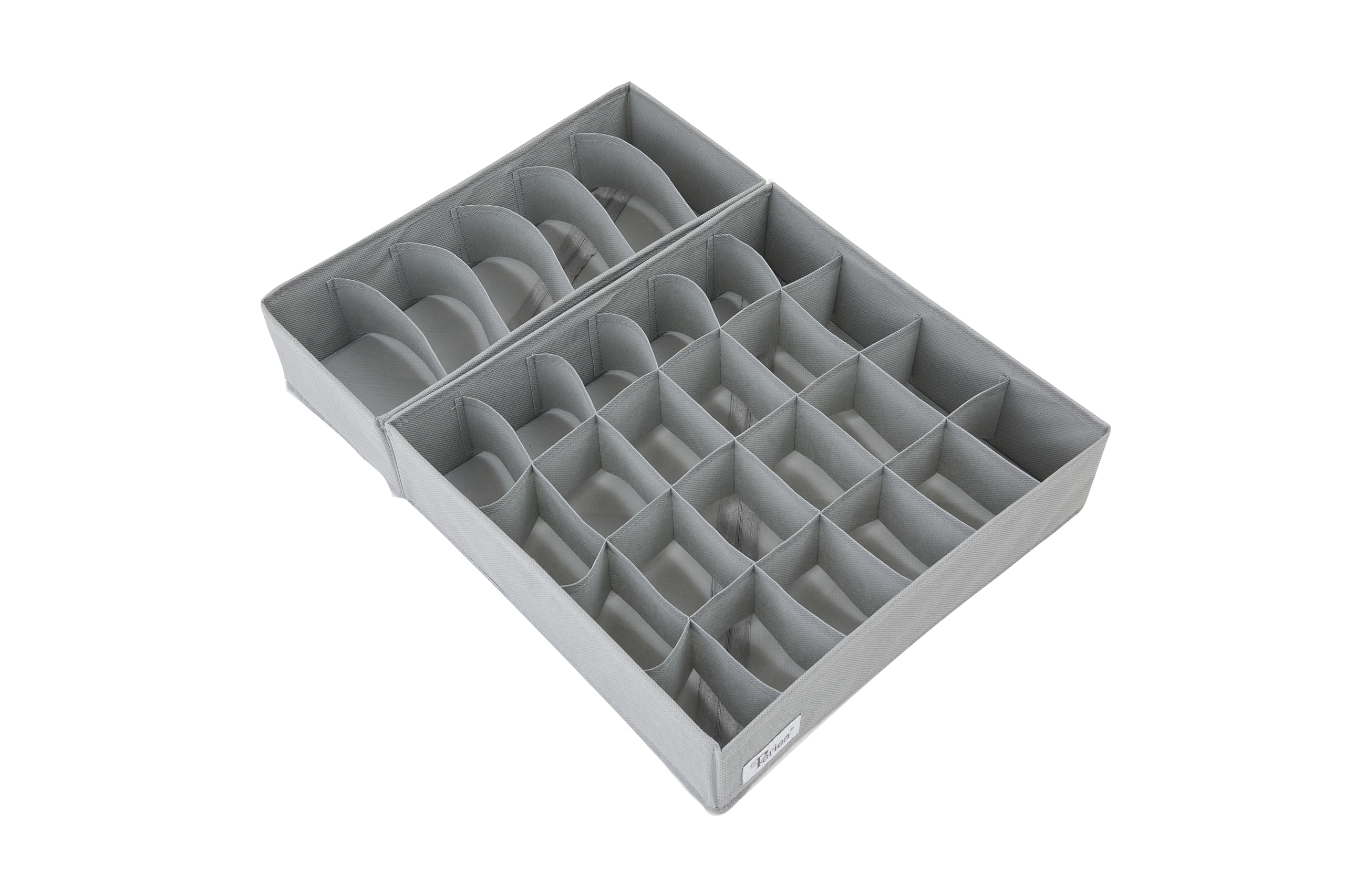 Periea Katrina Drawer Organisers - Boxes in 3 Sizes for Organising Bedroom Drawers - Individual Organisers or Packs (Grey, 24 Cell + 6 Cell)