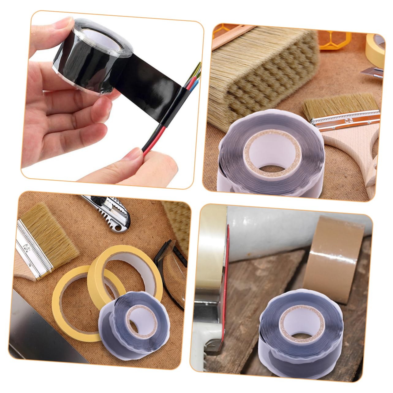 cinta aislante, Cinta de silicona resistente a altas temperaturas for reparación fugas fontaneros, cables automóviles y uso doméstico(300.00X5.00X0.10CM)