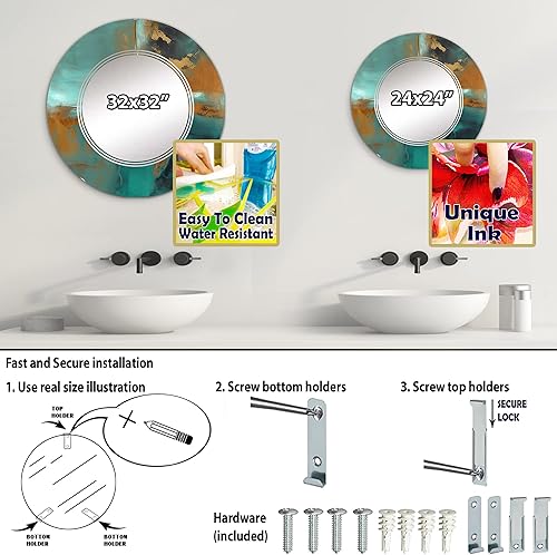 Miniatura 4 de Teal Balance I- Vanity Mirror, Bathroom Mirrors, Wall Mirrors for Living Room, Bedroom - Oval Mirror - Large 20'x30', 24'x36'