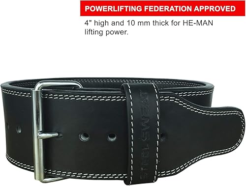 Miniatura 9 de Steel Sweat Cinturón de levantamiento de pesas para levantamiento de pesas, 4 pulgadas de ancho por 0.394 in de grosor, cinturón de levantamiento de