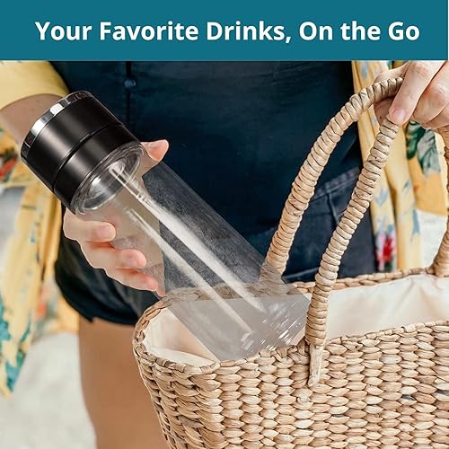 Miniatura 8 de Botella infusora de té, taza de té de vidrio borosilicato de doble pared con filtro de acero inoxidable, vaso de té con difusor de té, taza de té