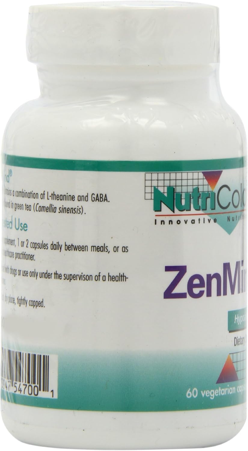 Allergy Research Group Nutricology ZenMind Supplement - Calmness Support, Day or Night, GABA, L-Theanine, Hypoallergenic, Vegetarian Capsules - 60 Count