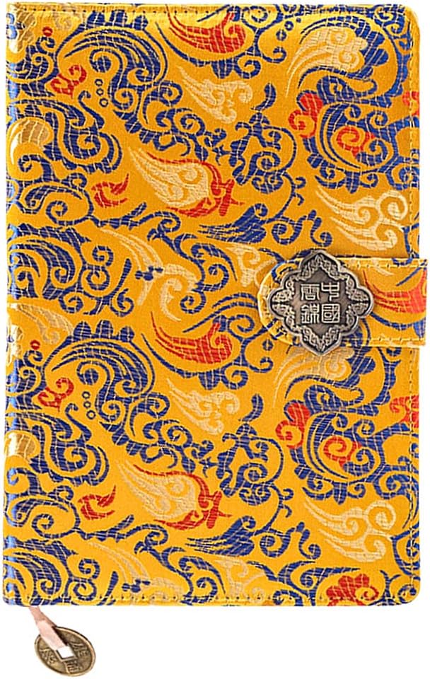 Hoce Vintage Refillable Silk Notebook Lined Journal with Pockets Gift Notebook for Men Women, Gold Dragon