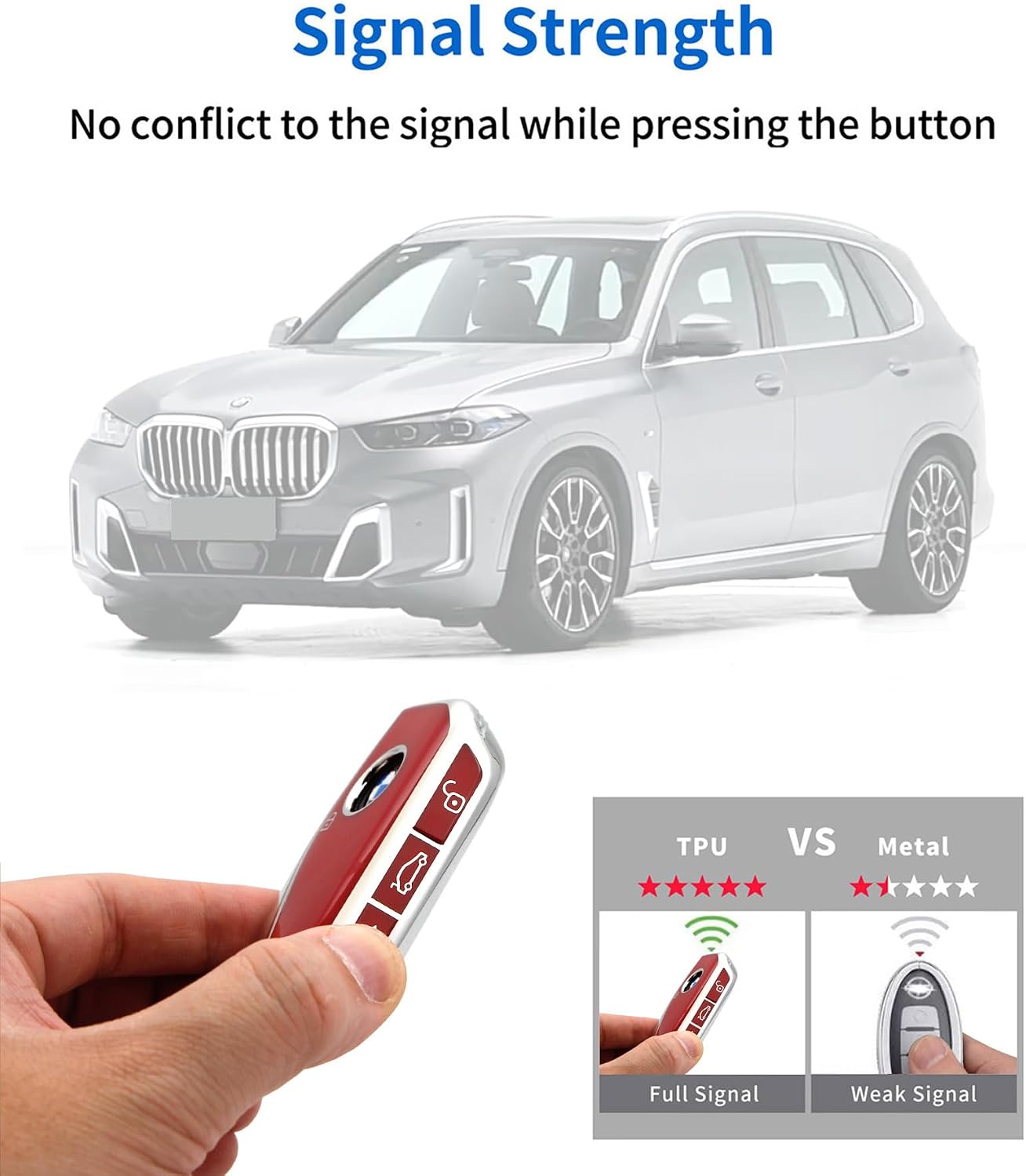 For BMW X5 Car Key Fob Cover accessories (Red Key Case) image 5