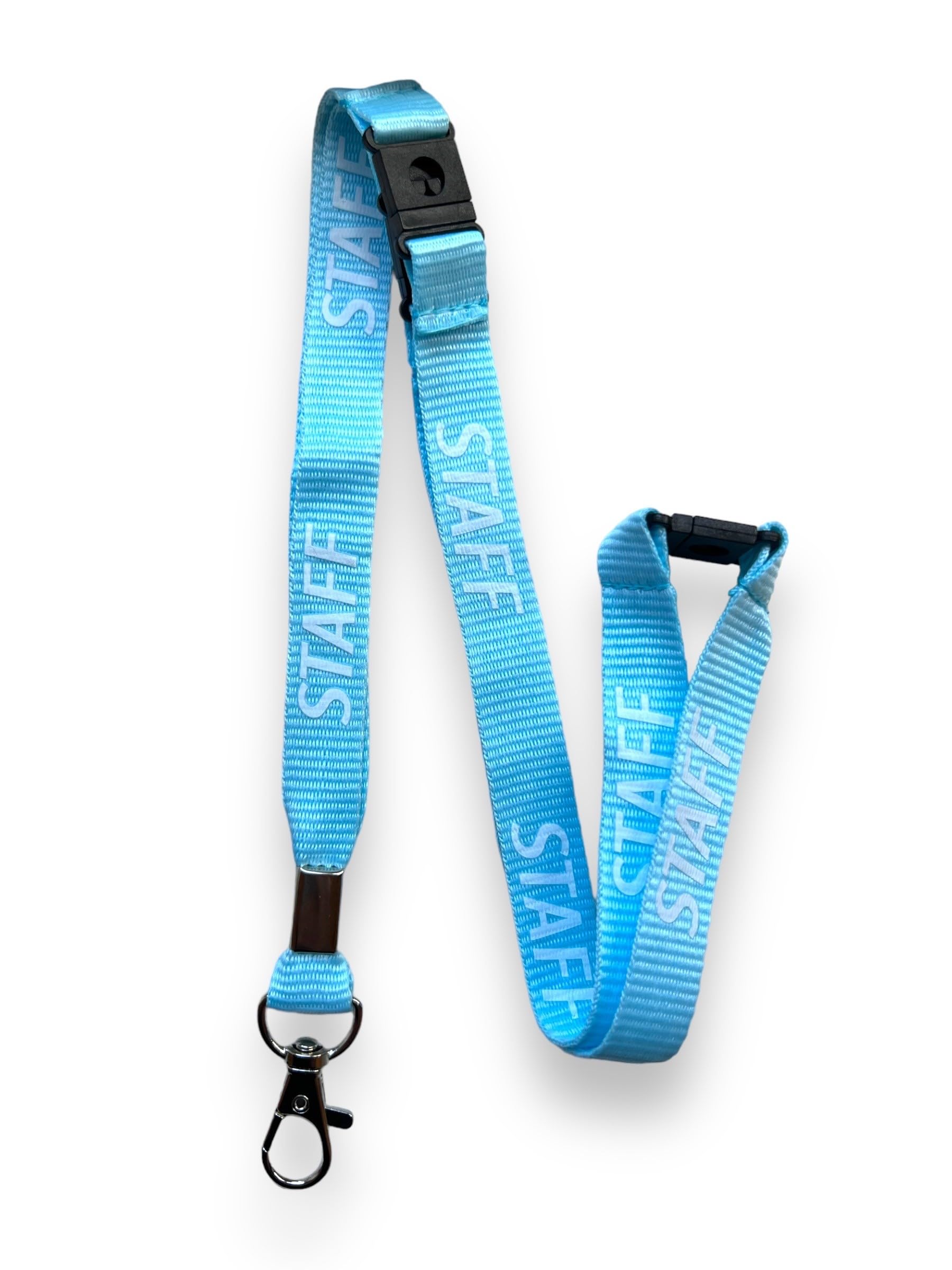 PAC Supplies Global 15mm Colourful STAFF Printed Neck Lanyard With 3 Point (Triple) Safety Breakaway (Light Blue, 5)