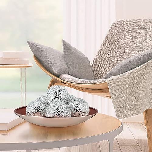 Miniatura 5 de Bolas de esfera plateada de cristal agrietado moderno de 2.56 pulgadas, adornos para tazones, jarrones, bandeja, relleno de platos, decoración de