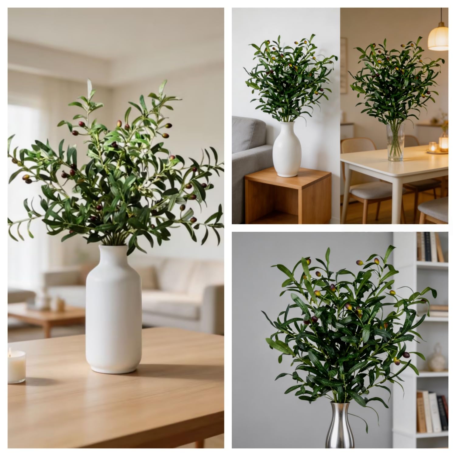 XZJMY Realistische künstliche Olivenzweige mit Früchten, 91,4 cm, 6 Stück