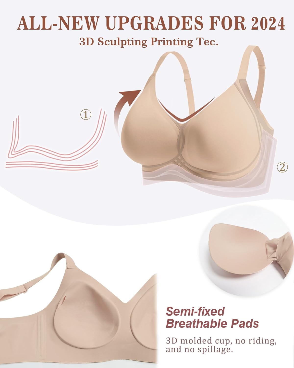 As Fairy Womens Wireless Bra Push Up Bra for Women Seamless No Underwire Bras Regular & Plus Size - Image 5