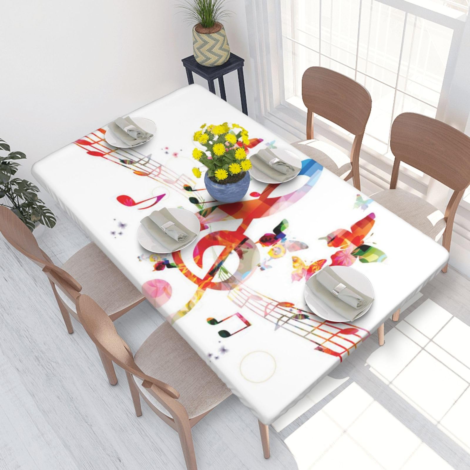 BNVSADC Musica Butterfly Printed 4FT Tablecloth 122x76 CM Polyester Kitchen Water Resistant Table Cloth Dining Table Decoration Table Covers