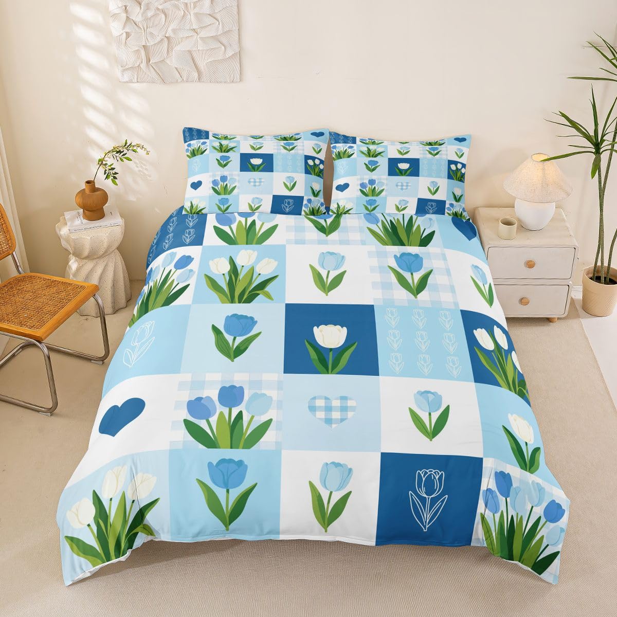 Housse de couette tulipes pour lit double : le secret pour apaiser la chambre de vos enfants