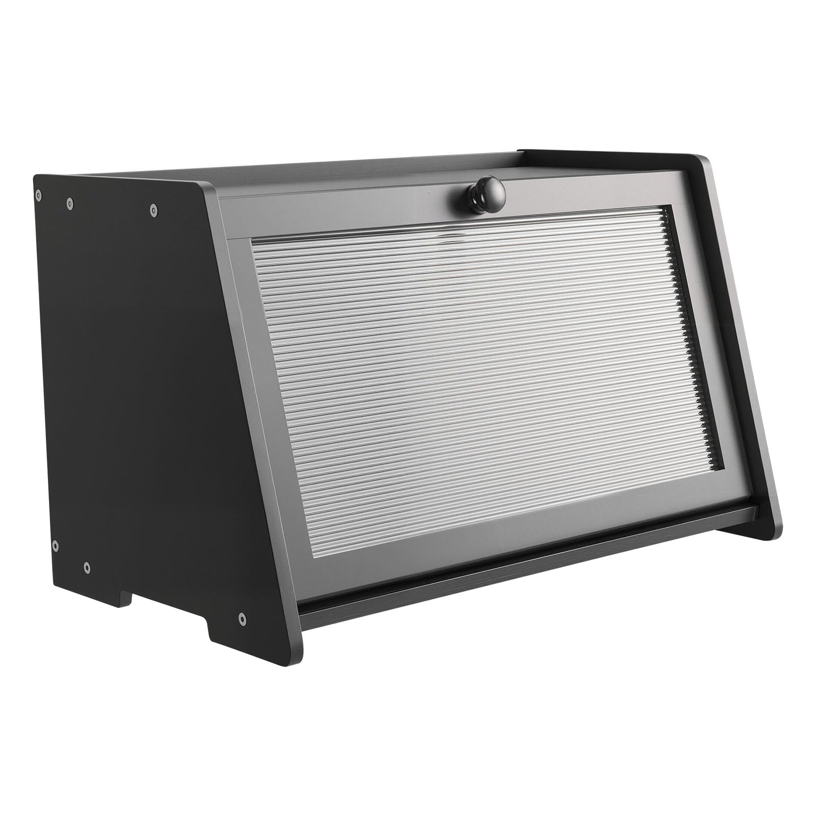 VEVOR Contenitore per Pane da Cucina 420 x 250 x 260 mm Contenitore per Pagnotta in Legno di Bambù per Pane Fatto in Casa, con Pannello Porta in Acrilico Ondulato, Forma di Trapezoidale, Nero