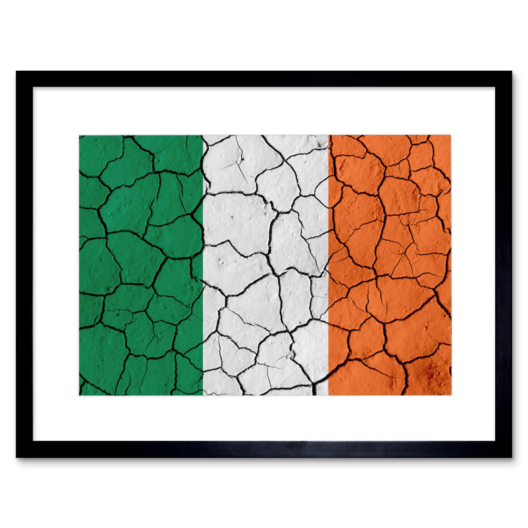 Wee Blue Coo Abstract Flag Cracked Concrete Ireland Irish Tricolour Framed Wall Art Print