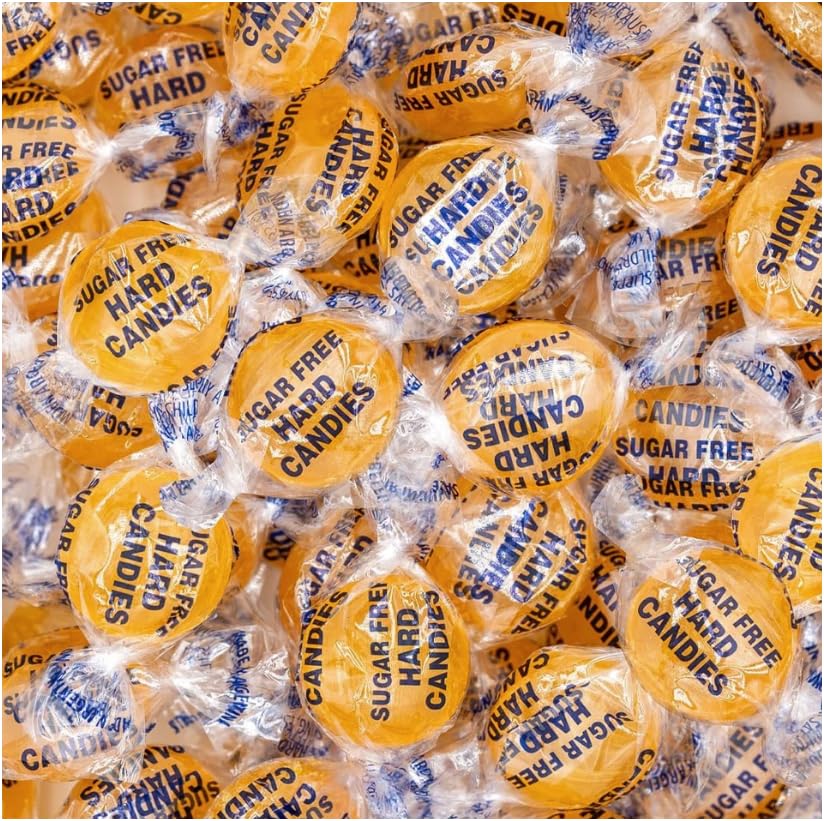 Idea Liftoff™ Sugar Free Butterscotch Hard Candy – 2 lb Bulk Bag Individually Wrapped | Sugar-Free Butterscotch Buttons | Bulk Butter Scotch Candy | Keto & Diabetic Friendly