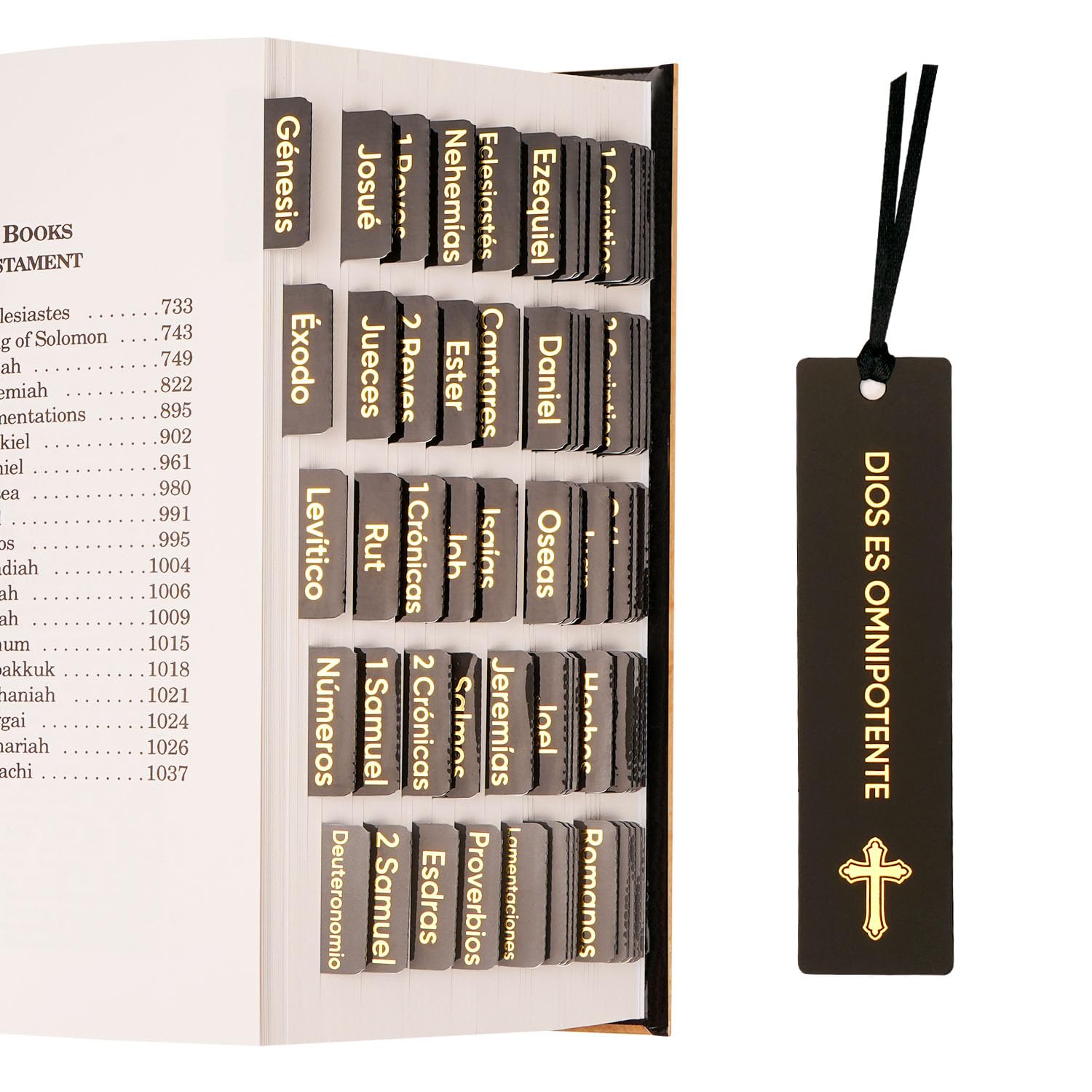 Morjor Spanish Bible Tabs for Women and Men, separadores de biblia en espaol, Retro Theme, 75 Large Print Bible Tabs & 1 Bookmark, Laminated Bible