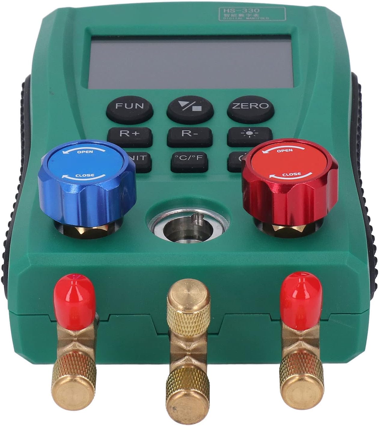 Fafeicy Digital Manifold Gauge HVAC Refrigerant Vacuum Pressure Gauge Dual Channel with Temperature Compensation Brass G1/4 Interface for AC Refrigeration Diagnostic Tools