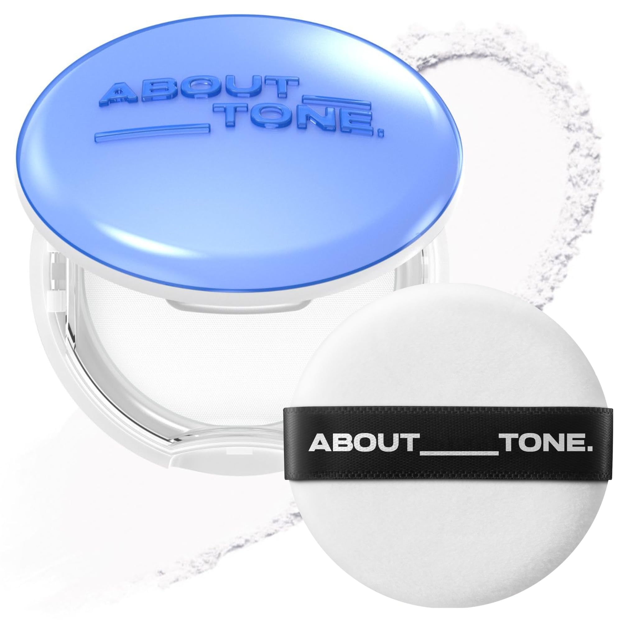 ABOUT TONE Powder Pact - Pressed Powder Compact with Mirror and Puff Makeup Fixing Setting Natural Blur Semi-Matte Finish Transparent Face Tone-Up Oil & Sebum Control Vegan (AIR FIT POWDER PACT)