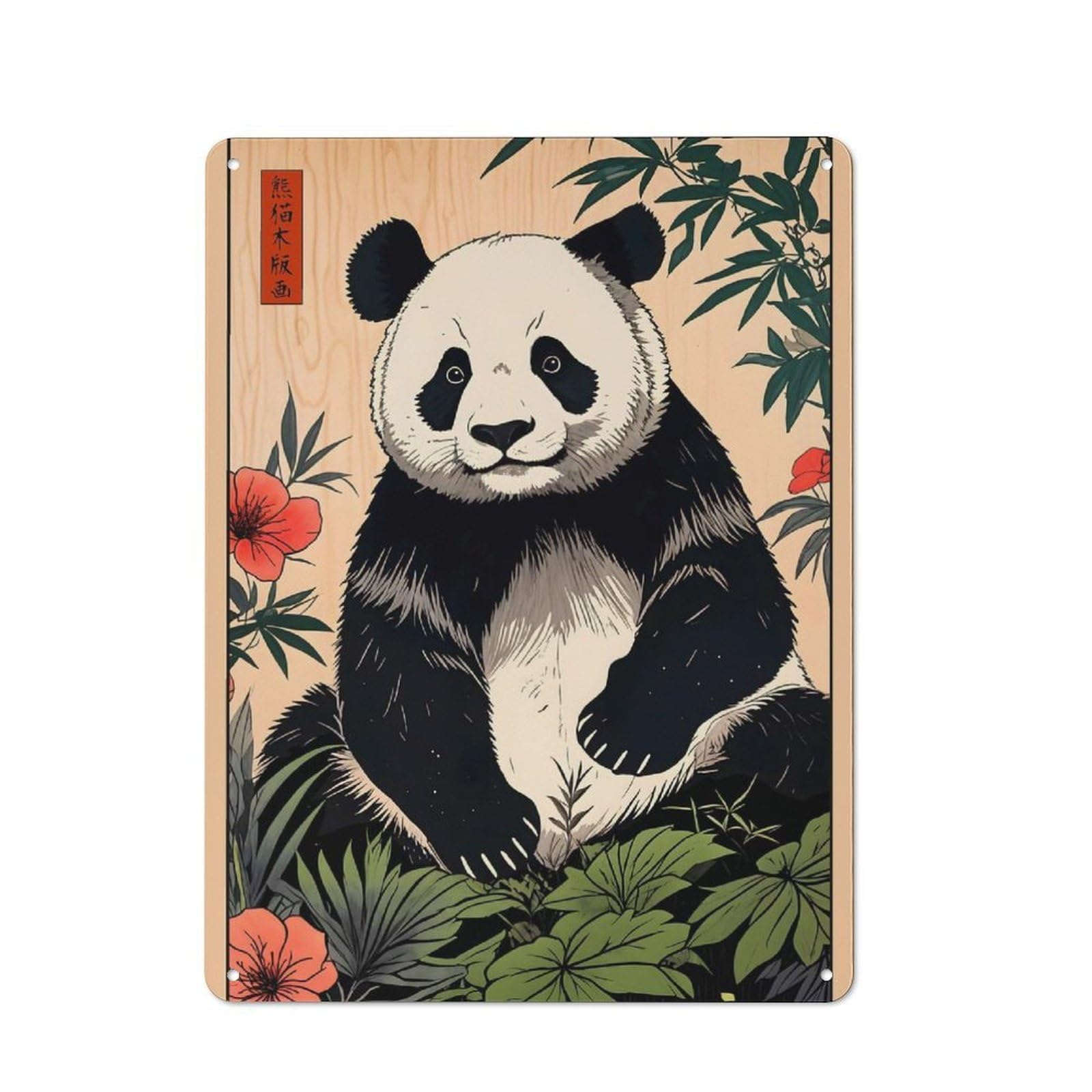 Vintage Panda Japanese Art Vintage Tin Sign 40x30cm, Cafe Wall Decor for Bakery, Diner, Cafe Or Family Room