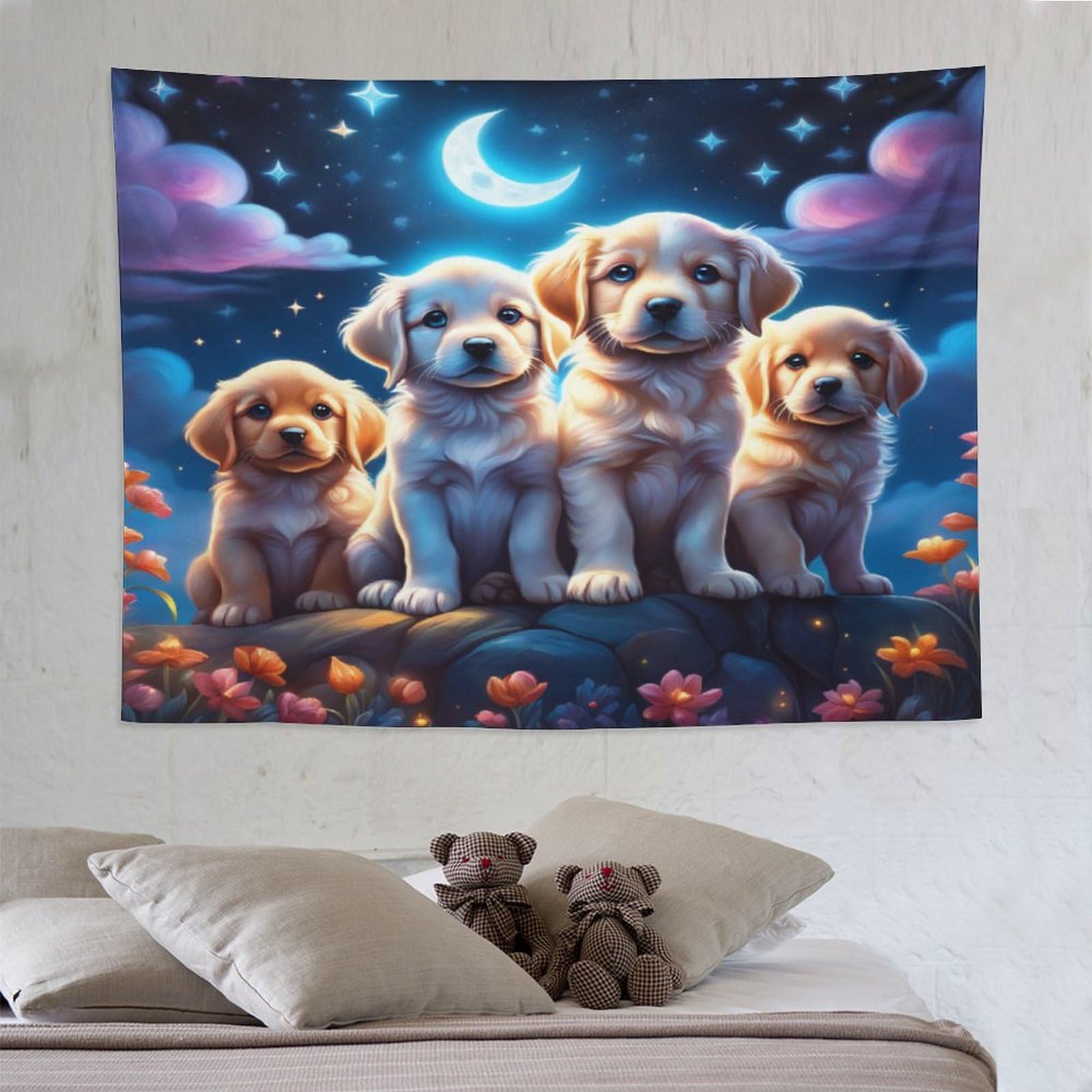 Tenture murale chien mignon PAZZK impression 3D haute définition 150x200 - 8