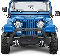 Vista 2 de u-Box Wrangler CJ7 Parachoques delantero rechoncho con placa de cabrestante y anillos en D compatible con Jeep Wrangler CJ7 1976-1986