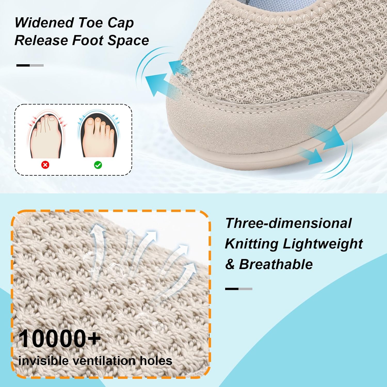 BARERUN Womens Barefoot Walking Shoes Adjustable Wide Diabetic Shoes Breathable Zero Drop Sneakers for Wide Width Arthritis Edema Feet Nursing Shoe Indoor Outdoor - Image 4