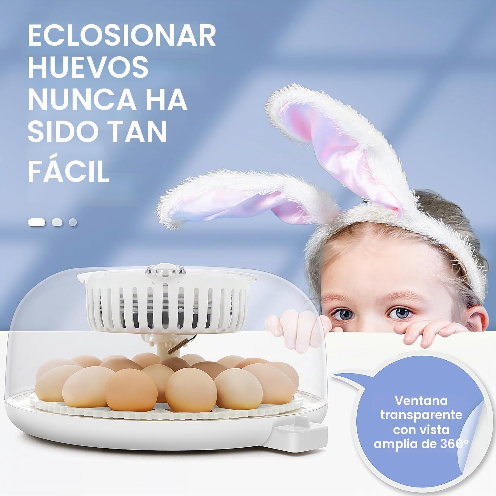 Sailnovo Incubadora Automatica de 18 Huevos Totalmente Automática, Pantalla ℉, Días de Eclosión, Nivel de Humedad, Rotación y Parada Automáticas, Vela de Huevo – Vista de 360° Incubadora