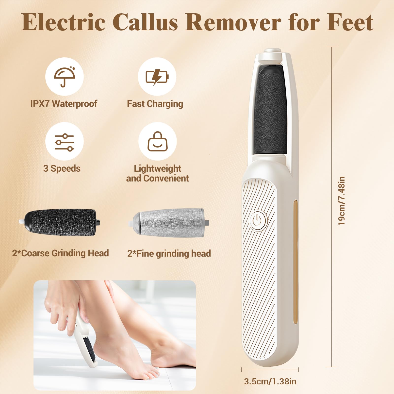 Sweetone Lima Electrica Pies Durezas, Eléctrica Callos Pies Eliminar con 4 Rodillos de Recambio Quita Durezas, Lima Pies Electrica Limador de Durezas Quitar para Callos Talones Agrietados Cuidado