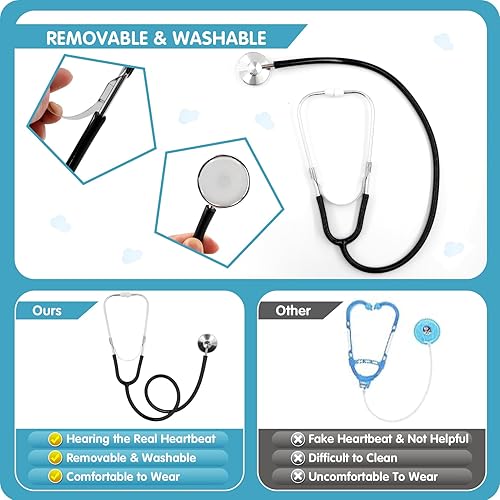 Miniatura 4 de RioRand Disfraz de médico para niños, enfermeras con accesorios, disfraz de Navidad para niños y niñas de 3 a 11 años