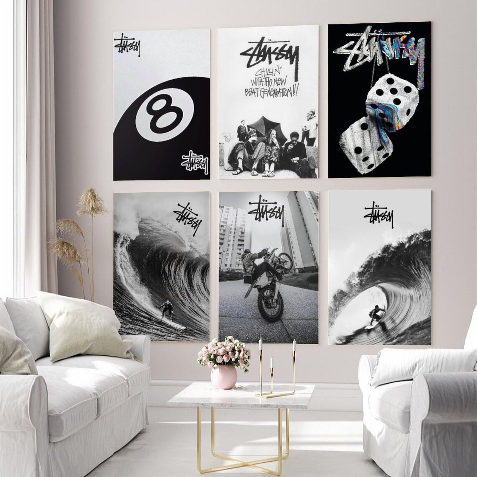 KUNYOS Stussy Poster Unframed (Set of 6) Retro Posters Music