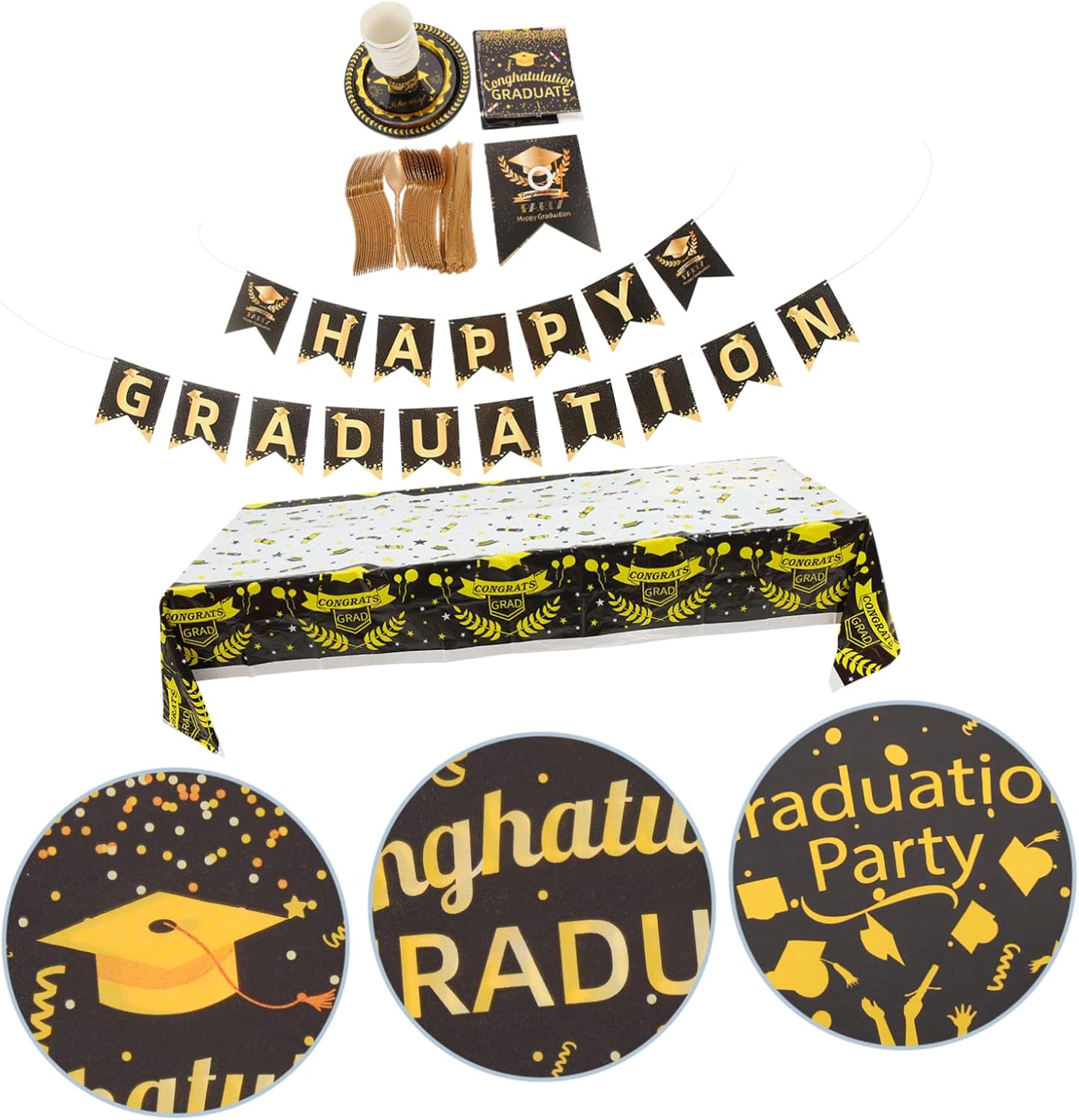 Ciieeo Graduation Celebration Tableware Paper Cups Plates Festive Party Supplies Safe