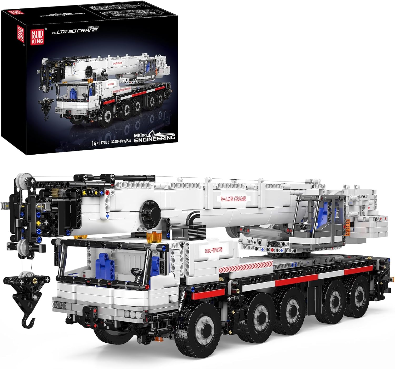 Mould King 17075 Crane Construction Set - Heavy-Duty Remote Control Truck Building Blocks for Adults, Realistic Engineering Toy with Motorized Functions, Creative Gift Collectors