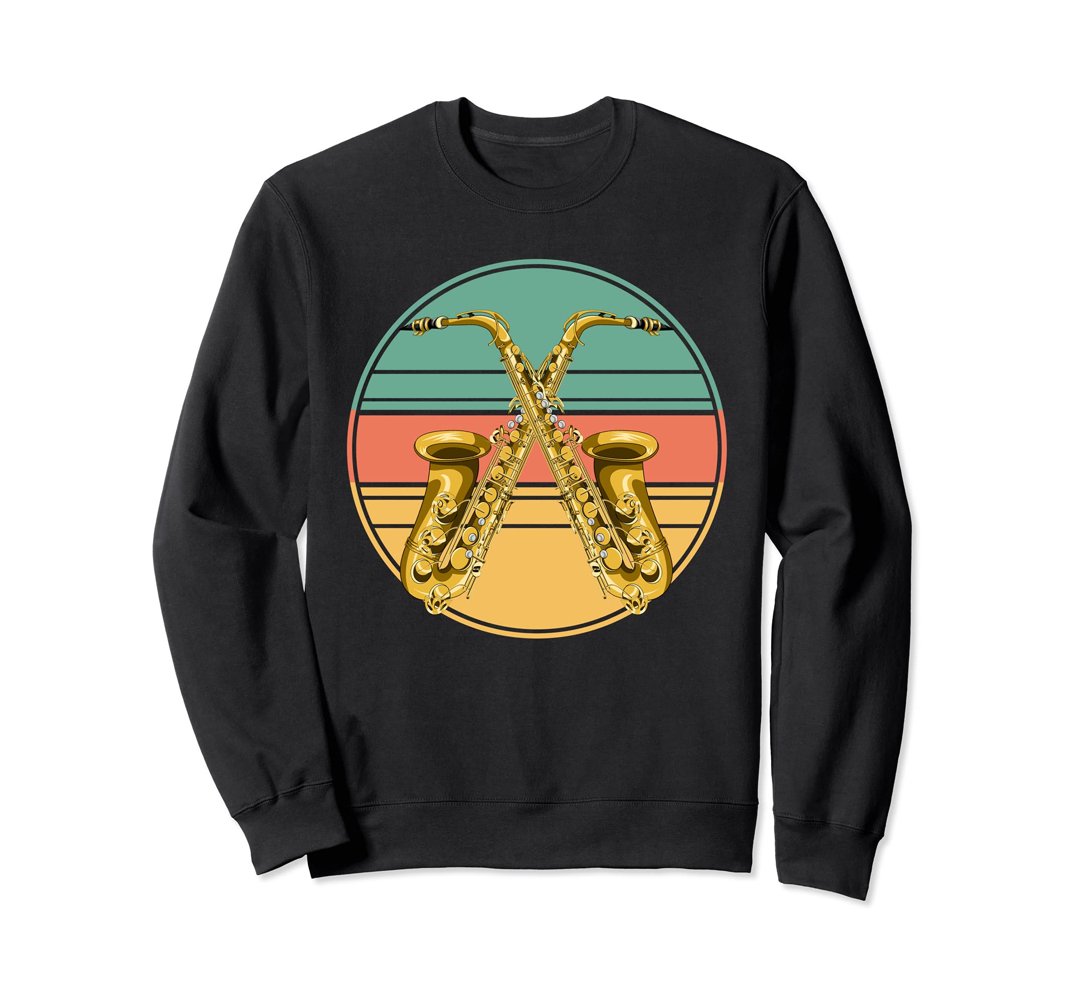 Retro Saxophonist Jazz Musical Instrument Saxophone Sweatshirt, Black