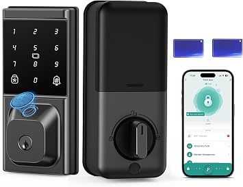 Smart Deadbolt Lock, Keyless Entry Door Lock, Fingerprint, Electronic Touchscreen Keypad, APP Control, Temporary Passcode, Auto Lock, IP54 Waterproof, Easy Install for Front Door