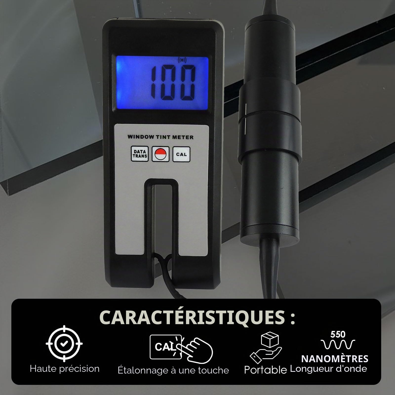 Testeur De Teinte De Vitre De Voiture NuméRique Testeur Solaire Portable Testeur De Transmission De LumièRe Visuelle Testeur De Verre Filmé Testeur De Rejet Uv Ir Testeur De Spectre