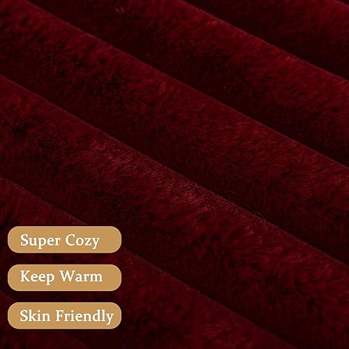 Miniatura 3 de Manta de piel sintética a rayas, manta de felpa suave y esponjosa, gruesa y cálida, mantas peludas y lindas y cómodas a rayas para sofá, cama,