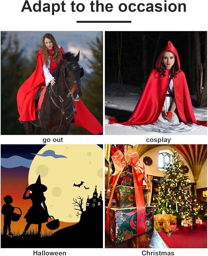 BEAUTELICATE Cape Damen Umhang Mit Kapuze Mittelalter Mantel Satin Lang Halloween kostüm Für