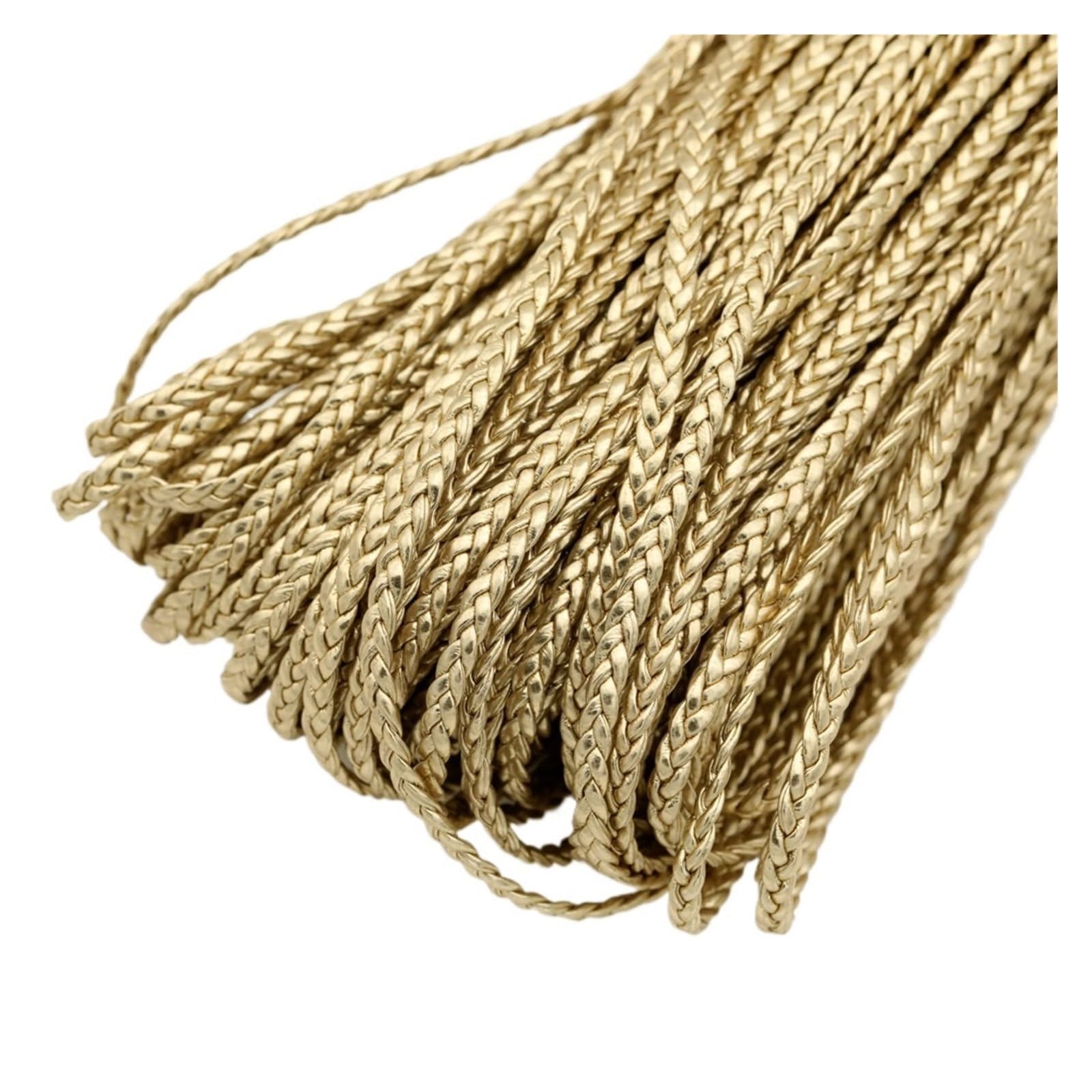 Genuine Braided Leather Cord 2meters 4mm Flat Braided Leather Bracelet Findings Cord String Rope DIY Necklace Making(Gold)