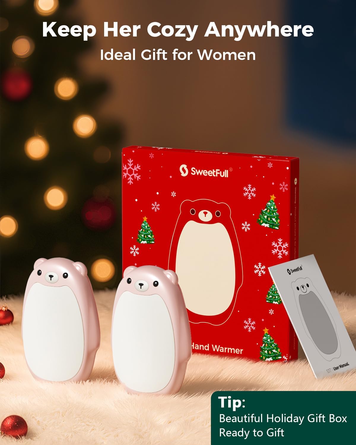 SWEETFULL Hand Warmers Rechargeable – Cute Bear, 2 Pack Magnetic Hot Hands, Reusable Electric Pocket Heater, Great Gift for Daughter, Kids, Wife, or Bestie, Portable for Outdoor & Camping - Image 6