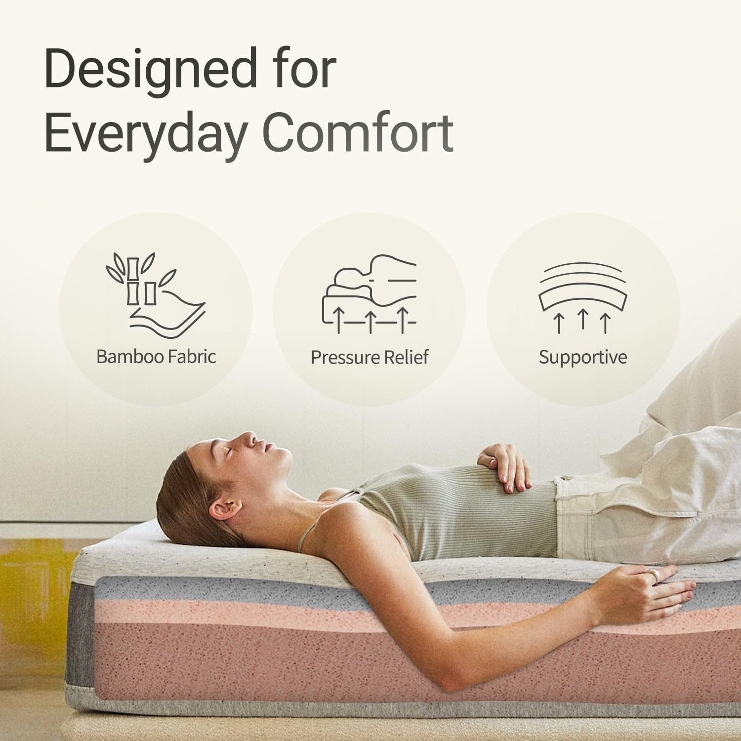 LIFEMENT 12 Inch Full Memory Foam Cooling Mattress, Medium Firm, Bamboo Cover, Fiberglass Free, CertiPUR-US Certified Foam, Mattress in a Box Pressure Relief