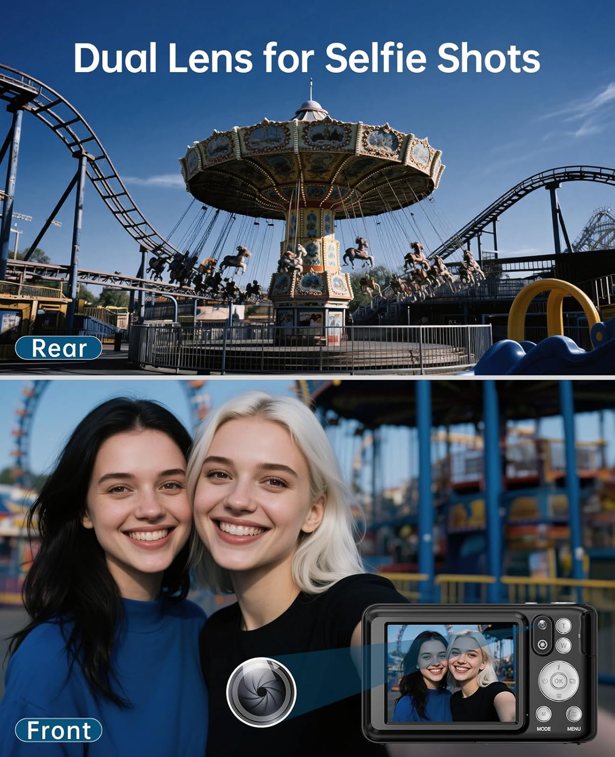 5K Digital Camera for Photography with 6X Optical Zoom, 64MP Autofocus WiFi Vlogging Camera for YouTube with Dual Lens, Compact Point and Shoot Digital Cameras with Touch Screen, 32GB Card,2 Batteries - Image 5