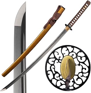 ATANAK Full Tang Katana Sword Real Hand Forged Damascus Steel/1060/1095 Clay Tempering High-Carbon Steel Handmade Authentic Japanese Samurai Sword for Martial Arts, Collection & Display