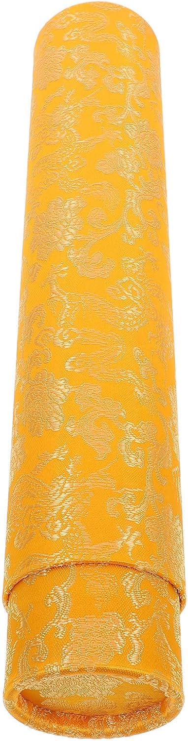 Gadpiparty Telescoping Poster Tube Storage Box for Calligraphy Paintings and Chinese Scrolls, Yellow Dragon Pattern, 35-62cm Extendable Artworks Transport Packaging Cylinder